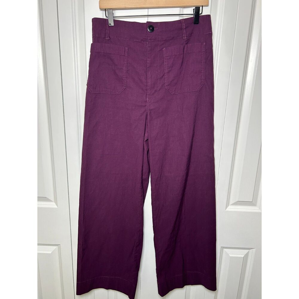 Anthropologie Maeve The Colette Cropped Wide-Leg Pants Magic Fabric Purple 31